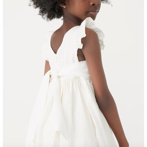 J.Crew Crewcuts Girls Flutter Sleeve Dress Midi Ivory Formal Party Size 5 NWT - Picture 3 of 15
